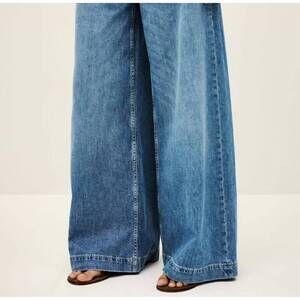 NEW BA&SH musc wide leg jeans in light used blue